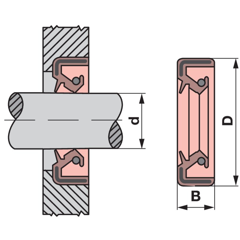 Guarnizione per albero Dm 40 x 90 x 10 mm, ASL con labbro antipolvere, NBR 70 Shore, DIN3760