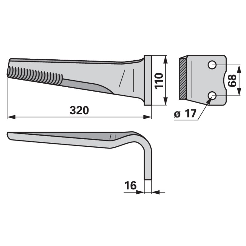Dente per erpice rotante a destra