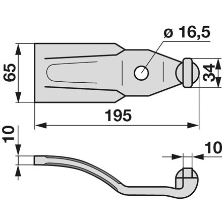 Dente per erpice rotante diritto, invece di Pegoraro 006955-01