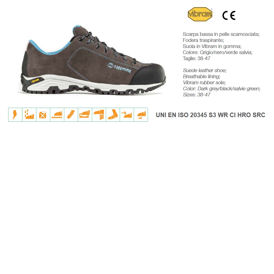 Scarpe basse TG.43 suola Vibram Sicurezza generale