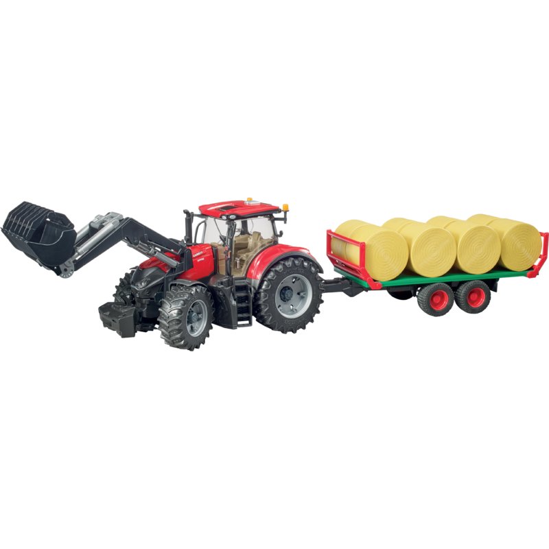 Trattore Case IH Optum 300 CVX con caricatore frontale e rimorchio giocattolo 03198 - Bruder