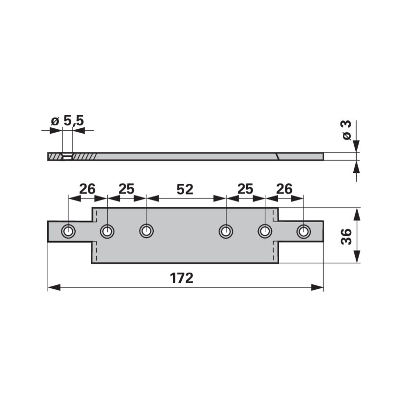 Mähmesser L 175 cm, 23 Klingen, gezahnt, DIN 75, anstelle von Aebi 100.8408