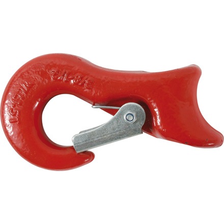 Gancio scorrevole per fune da 14-16 mm, grado 80, rosso, con dispositivo di sicurezza