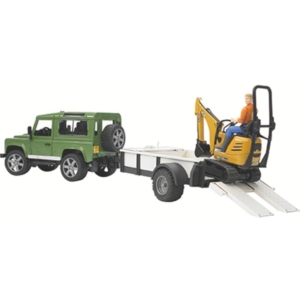 Land Rover Defender mit Anhänger und JCB Mikrobagger Spielzeug 02593 - Bruder