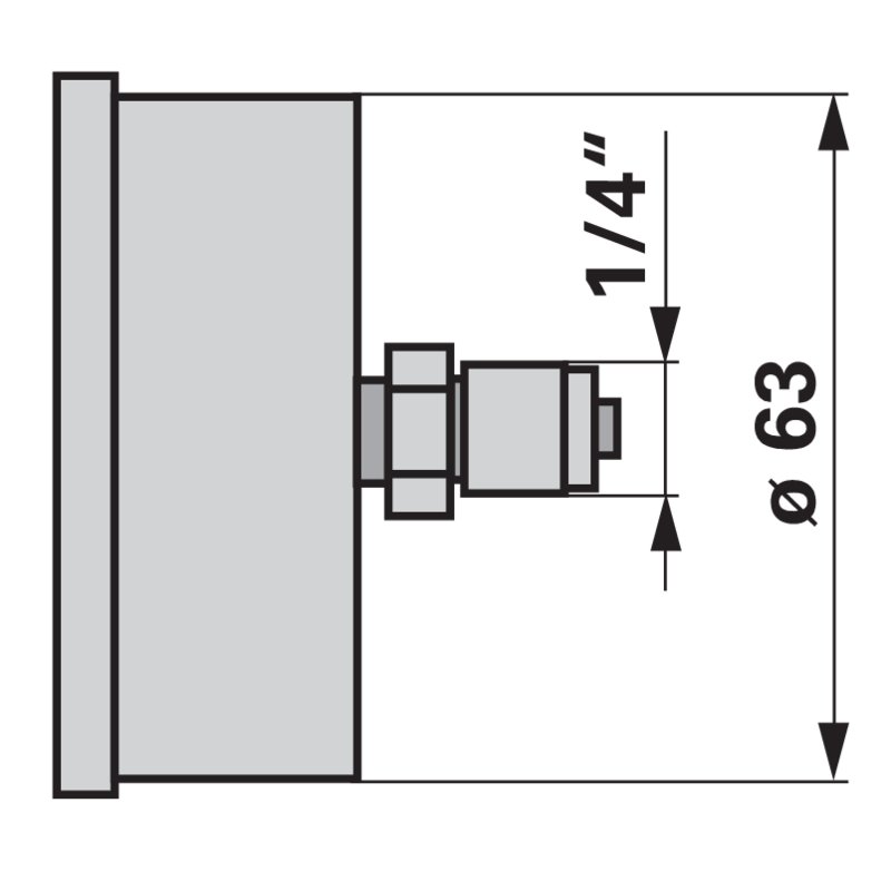 Manometro 400 bar, Dm 63 mm, G1/4 H