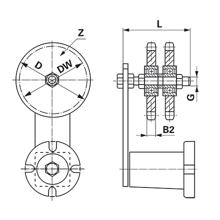 Kettenradsatz zweifach Type ZN 40-5