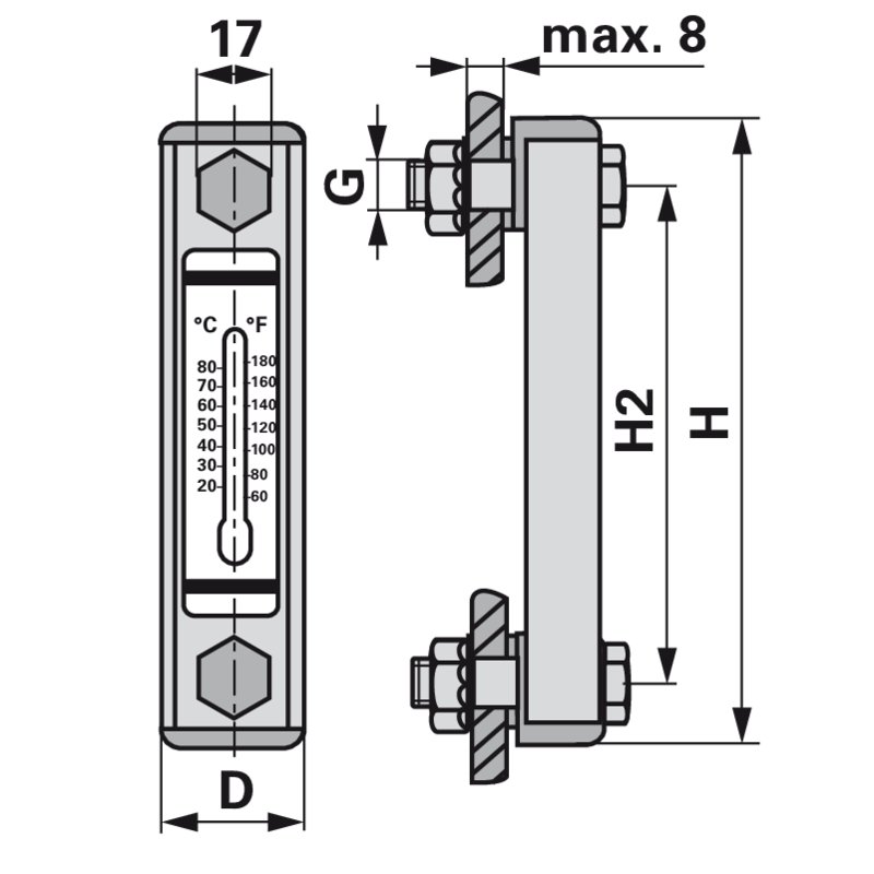 Indicatore di livello M10 LA76 mm