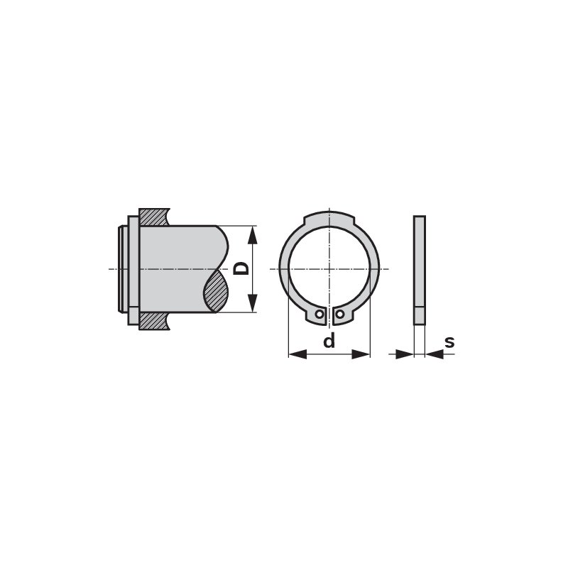 Sicherungsring Dm 35 x 2,5 mm, für Wellen AS