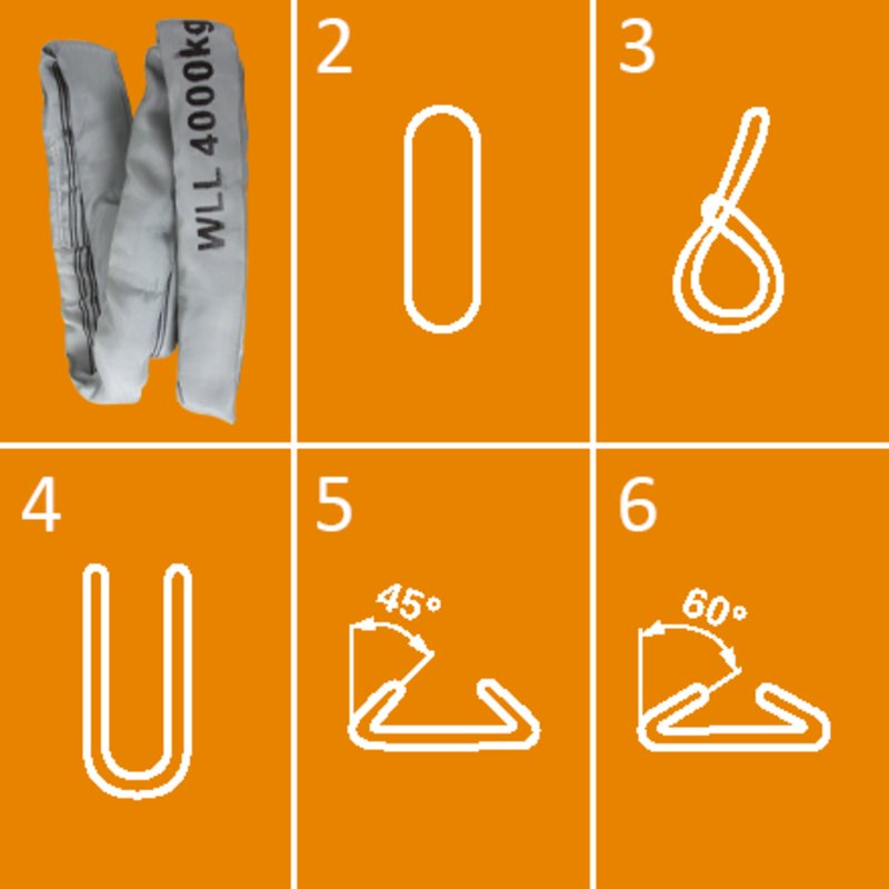 Rundschlinge Grau 4 t, Umfang - 5 m, Breite - 65 mm