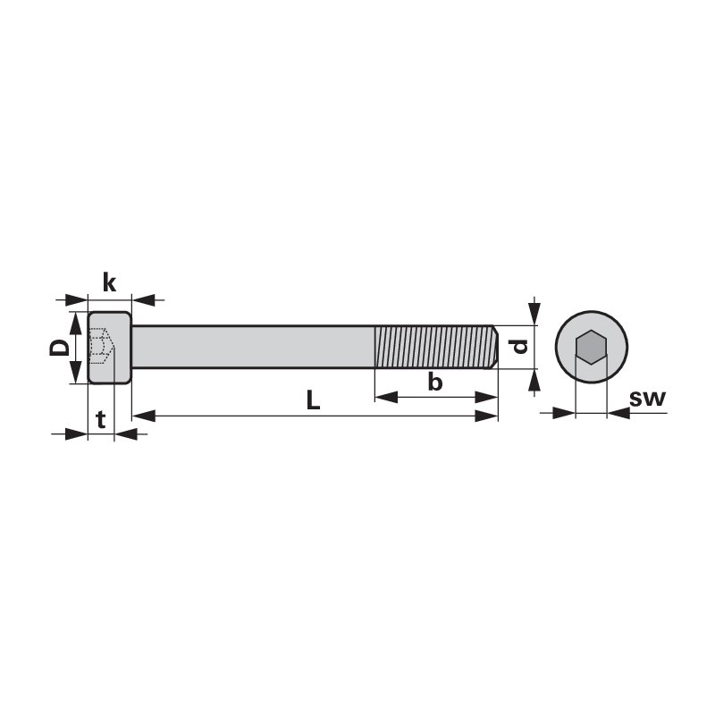 vite a testa cilindrica M5x85 mm