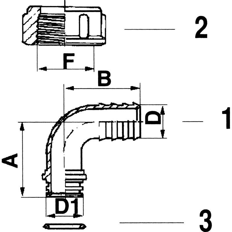Gebogener Schlauchanschluss  90 Grad