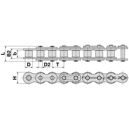 Rexnord Rollenkette Simplex 081-1, 5 Meter, DIN8187
