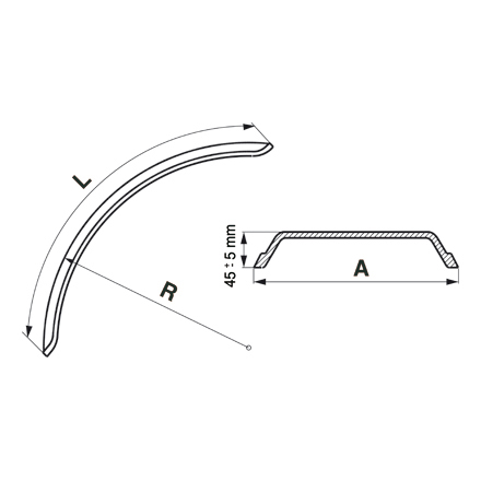Kotflügel aus PP-EPDM Radius 725x420 mm aus PP-EPDM Radius 725x420 mm
