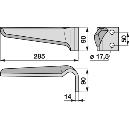 Dente per erpice rotante destro , invece di Maschio 38100222