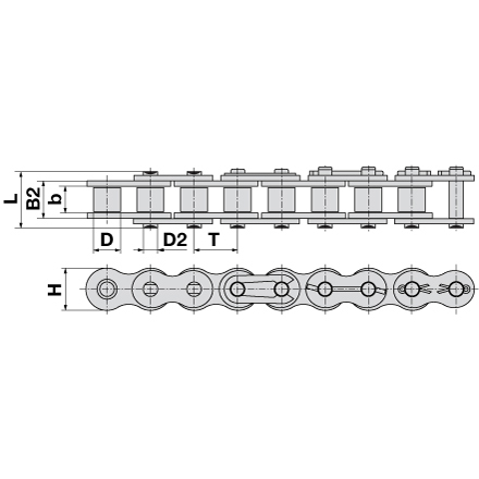 Rexnord Rollenkette Simplex ASA 100-1, 5 Meter, DIN8188