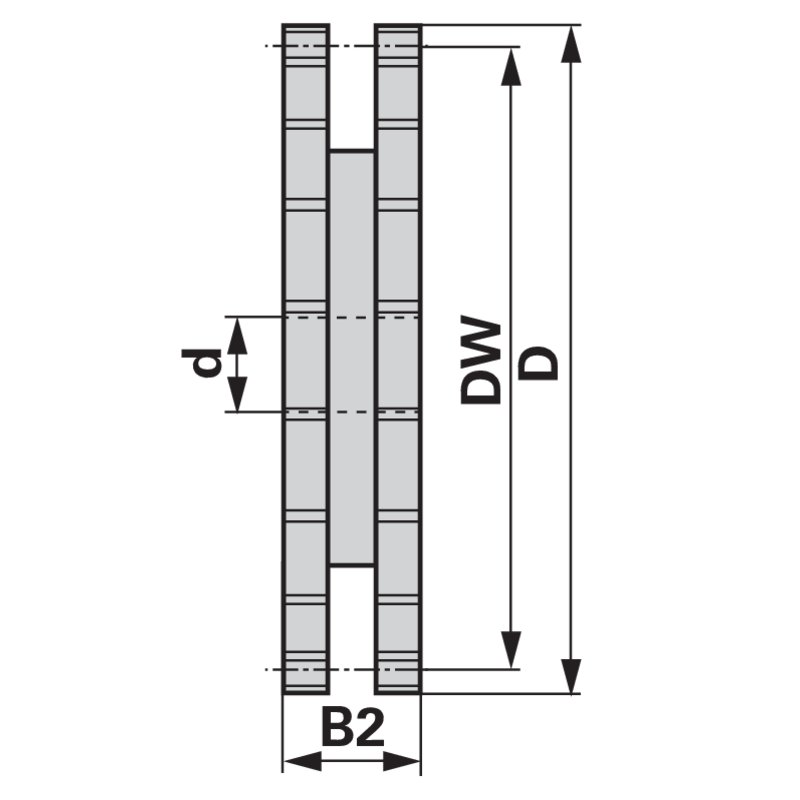 Kettenradscheibe duplex, 1/2 x 5/16, 17 Zähne C45, DIN8187