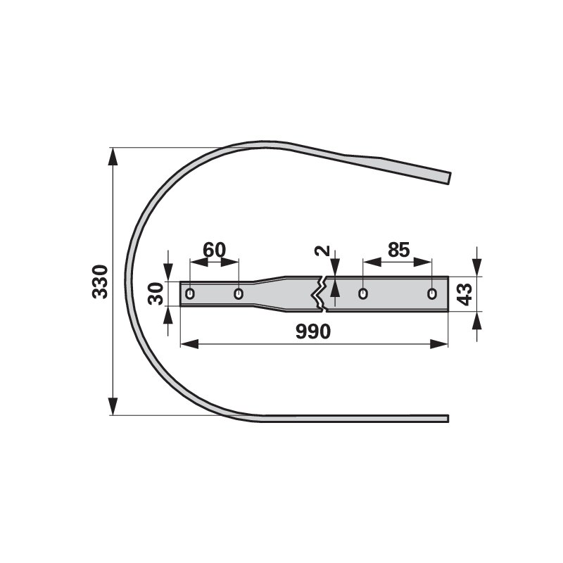 Abstreifer L 990 mm anstelle von Pöttinger 126.50.028.0