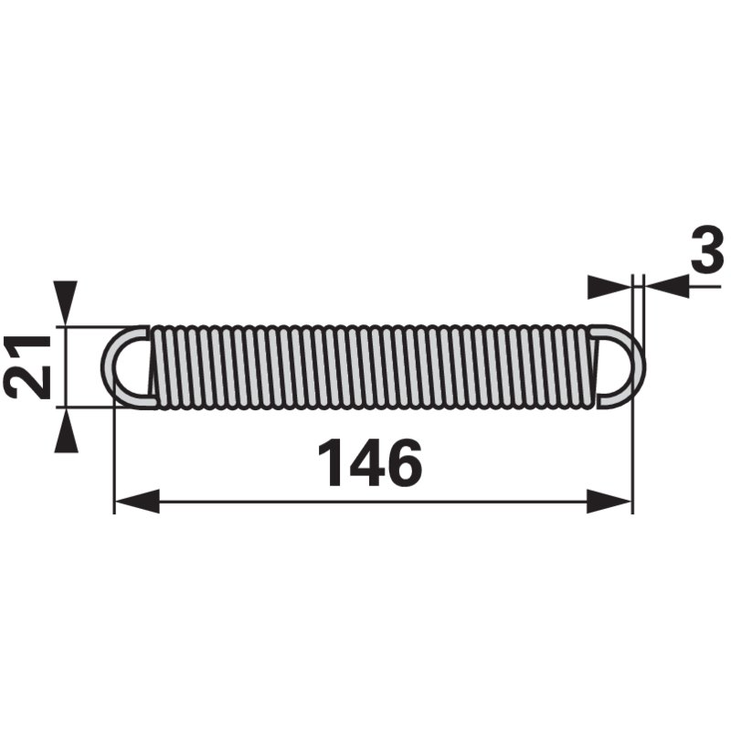 Molla di trazione per ruota di supporto, 146 mm