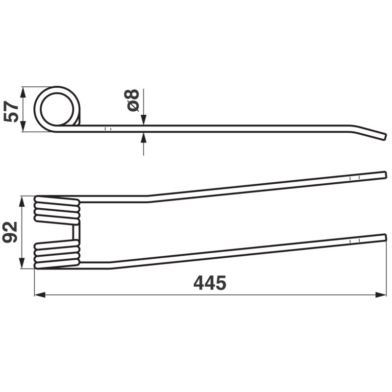 Dente per ranghinatore rotativo nero intenso al posto di Pöttinger 436.021