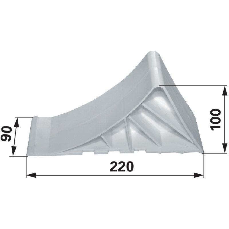 Cuneo per ruote 220 x 90 x 100 mm, per rimorchi auto, in PVC bianco