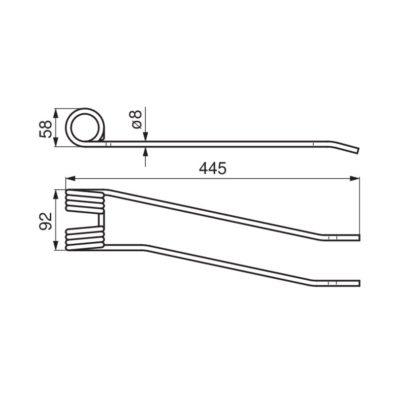 Dente sinistro per ranghinatore rotante rosso arancio chiaro al posto di Fella 491000