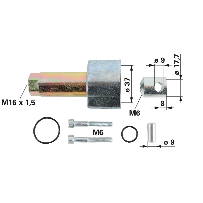 Anschlussglocke LK 37 mm, ID 9 mm, M16 x 1,5