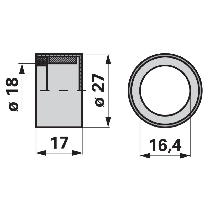 Schwingarmbuchse 27x16,4 L.27mm rechts/links