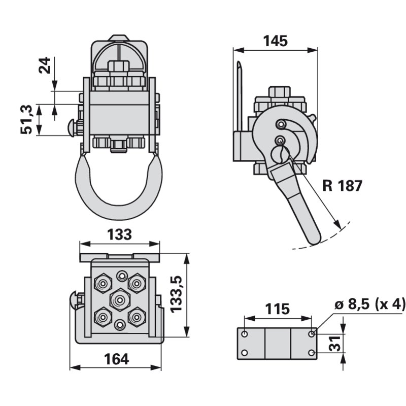Multikuppler 2P506-1 4x 1/2+E3 Fix- und Mobilteil