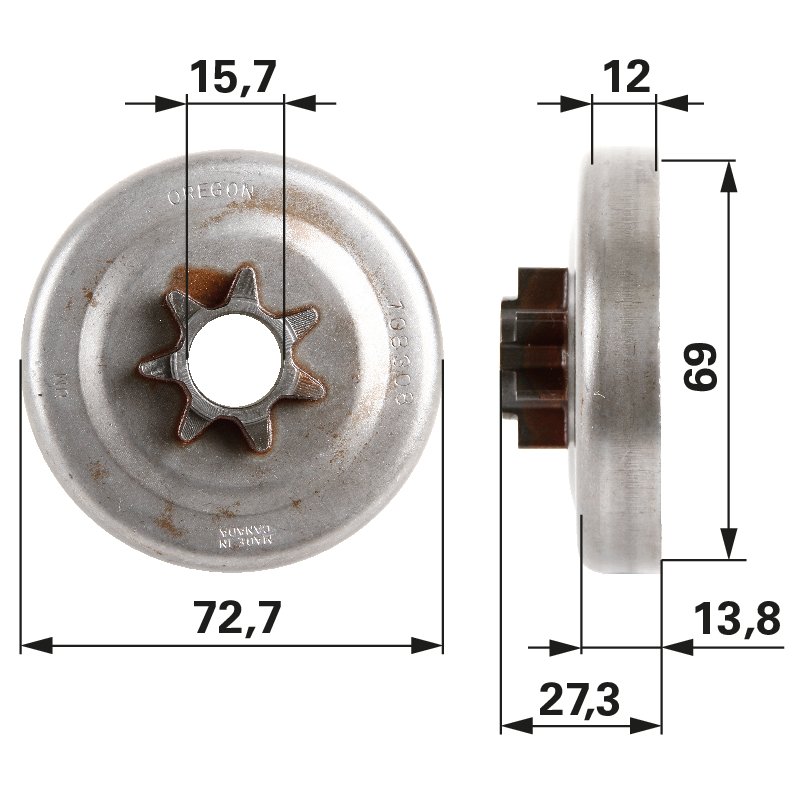 Ruota dentata cingoli T .325 pollici, 7 denti al posto di Oregon 108308X