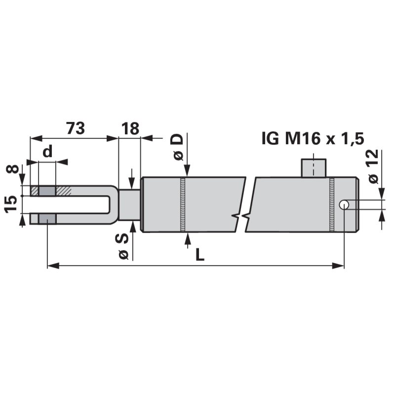 Bremszylinder EW 25x100 mit Gabelkopf