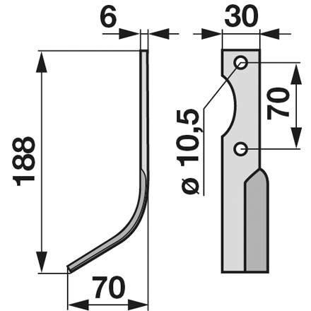 Bogenmesser Links
