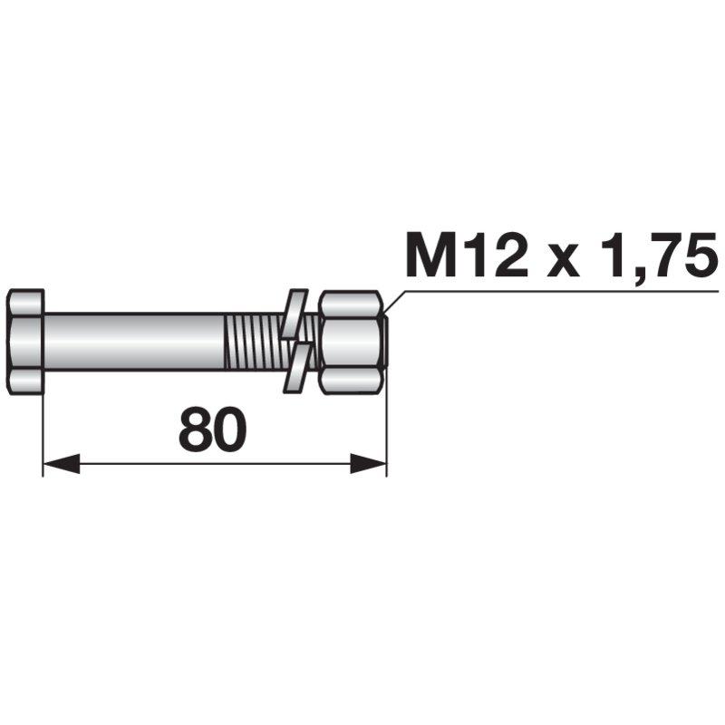 Bullone esagonale M12x1,75x80