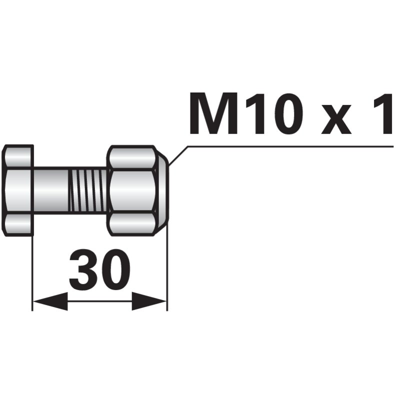 Frässchraube M10x1x30 Güte 10.9 mit Sicherungsmutter