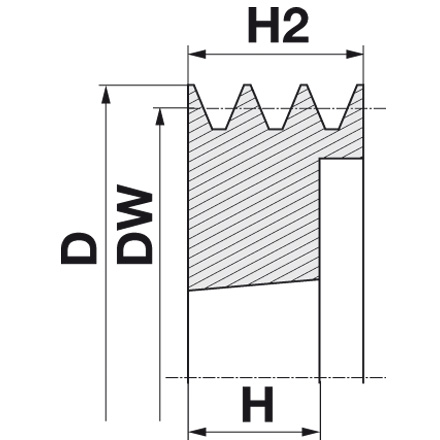 Keilriemenscheibe SPB 118-02 für TPL System 1610, DIN 2211