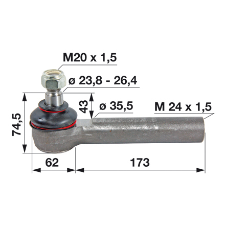 Axialgelenk M24x1,5/M22x1,5