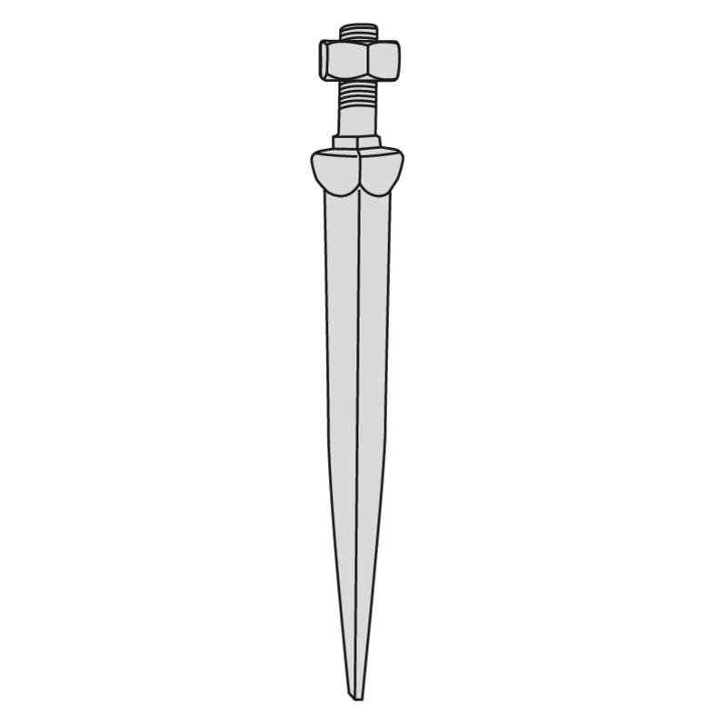 Dente di erpice in acciaio, diritto, 14 x 120 mm, M12