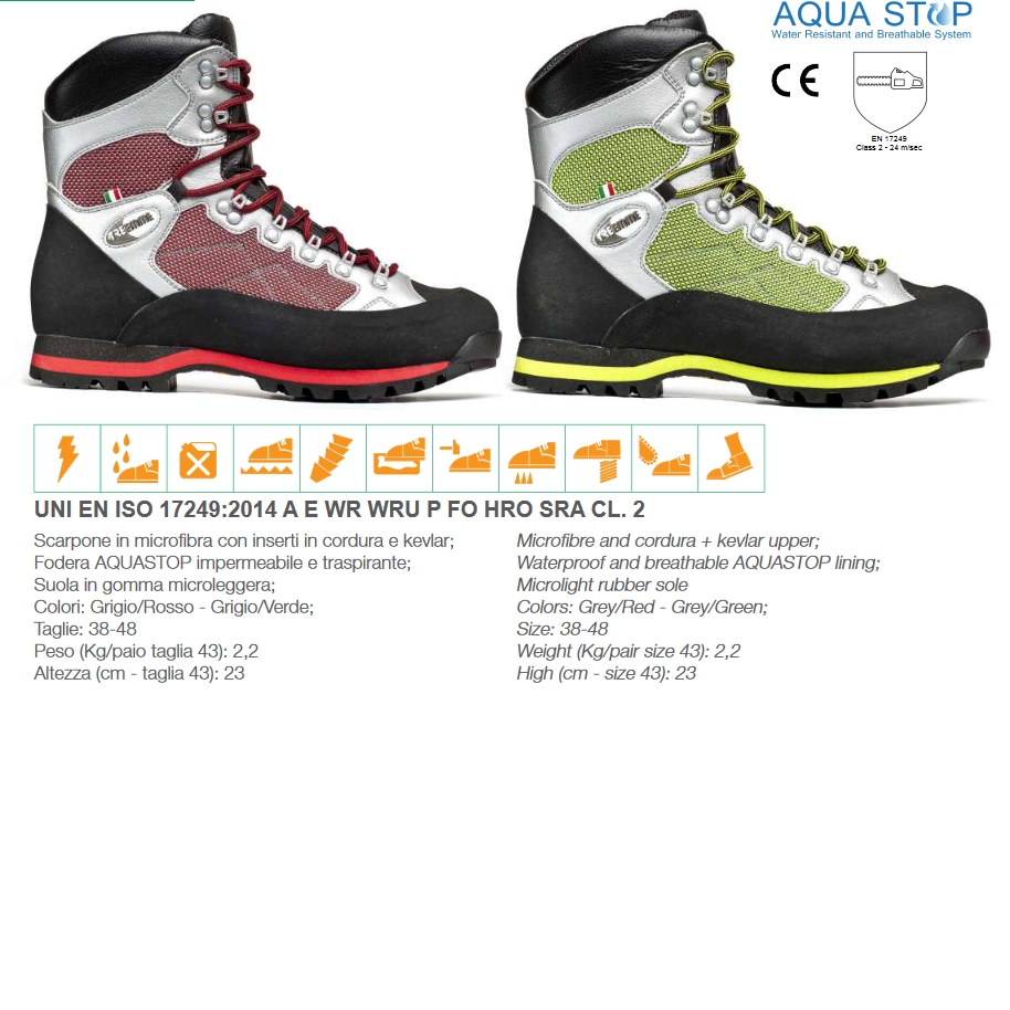 Scarpone antitaglio Trekking grigio/verde TG.43