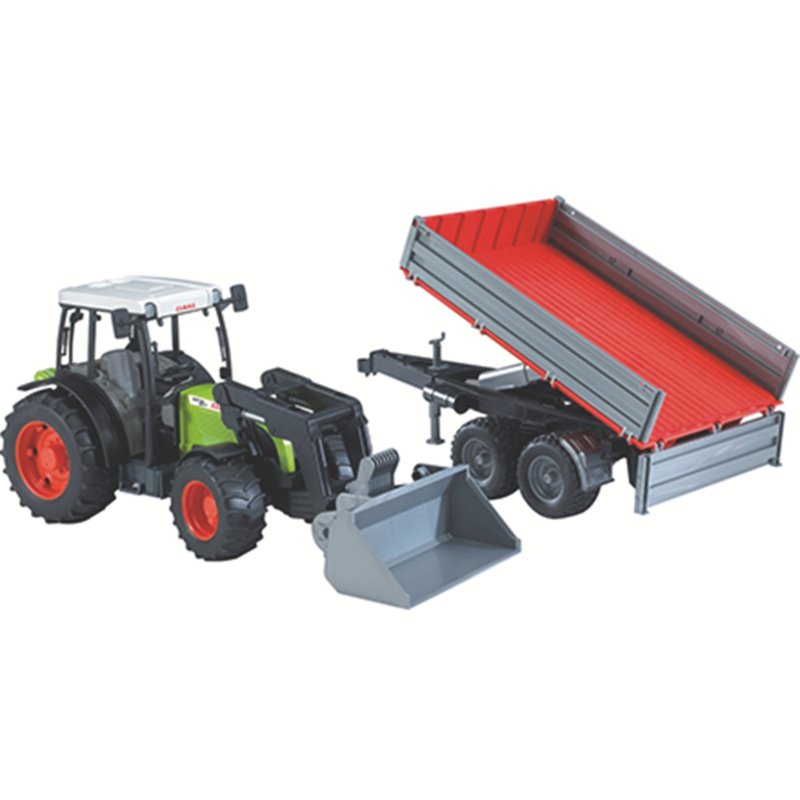 Trattore Claas Nectis 267F con caricatore frontale e cassone ribaltabile a tandem giocattolo 02112 - Bruder
