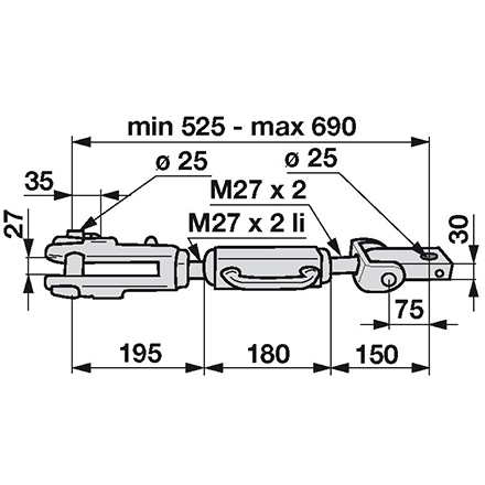 Hubstrebe 525-690 mm anstelle von Steyr