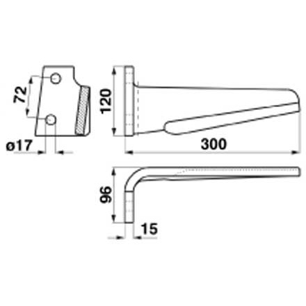 Dente per erpice rotante sinistro, invece di Celli KR6226041