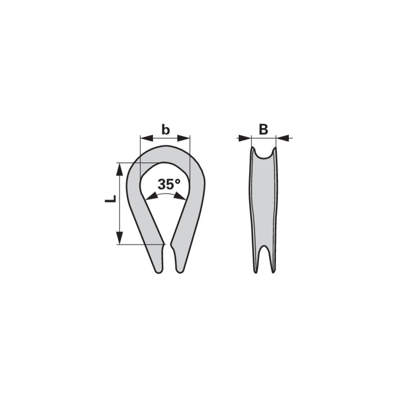 Drahtseilkausche für Seil Dm 20 mm Stahl verzinkt, DIN65457