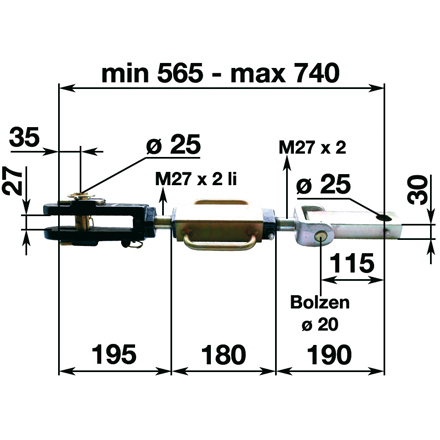 Hubstrebe 565-740 mm anstelle von Steyr