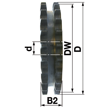 Corona dentata doppia 3/4 x 7/16, 21 denti, C45, DIN8187