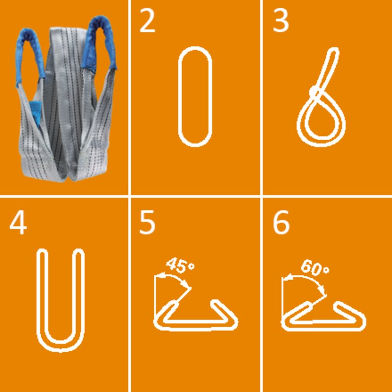 Schlaufenhebeband Grau 4 t, Länge - 4 m, Breite - 120 mm