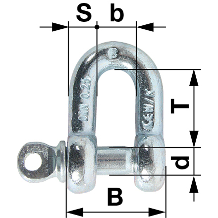 Schäkel mit Augenbolzen M16, DIN82101-A, Stahl verzinkt