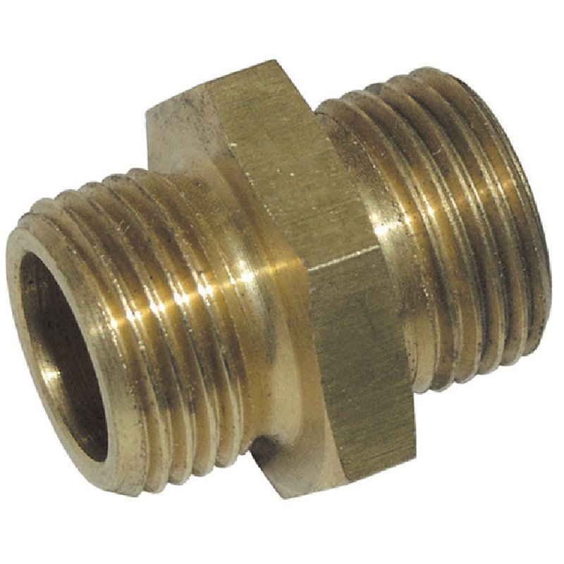 Doppelnippel Messing, Außengewinde 1/2 Zoll, Außengewinde 3/8 Zoll