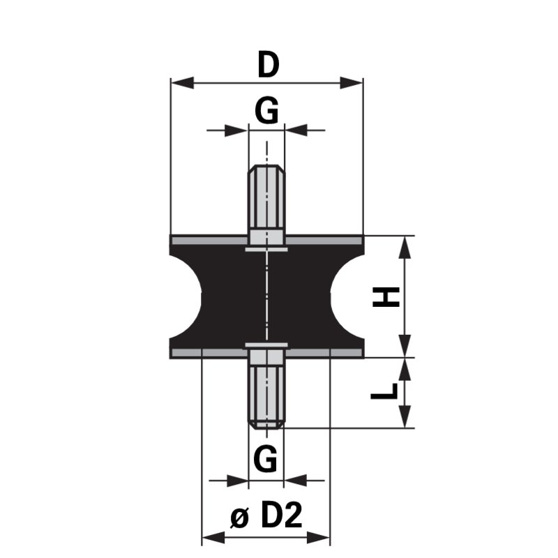 Tampone in gomma-metallo