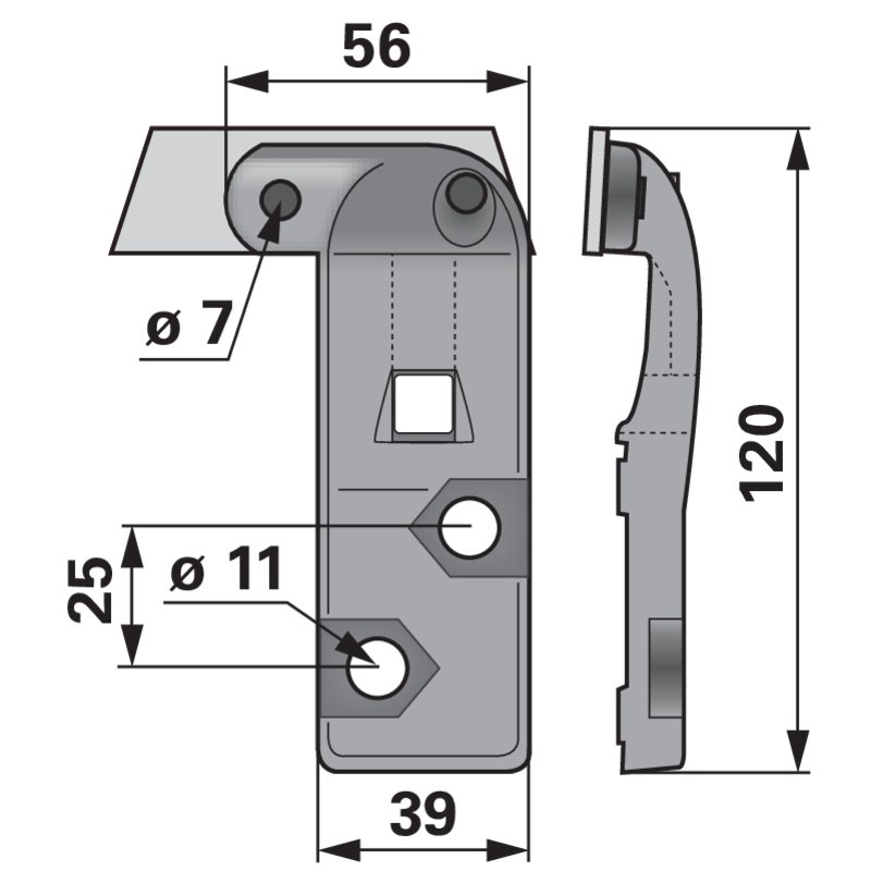 Abschlussmesser links