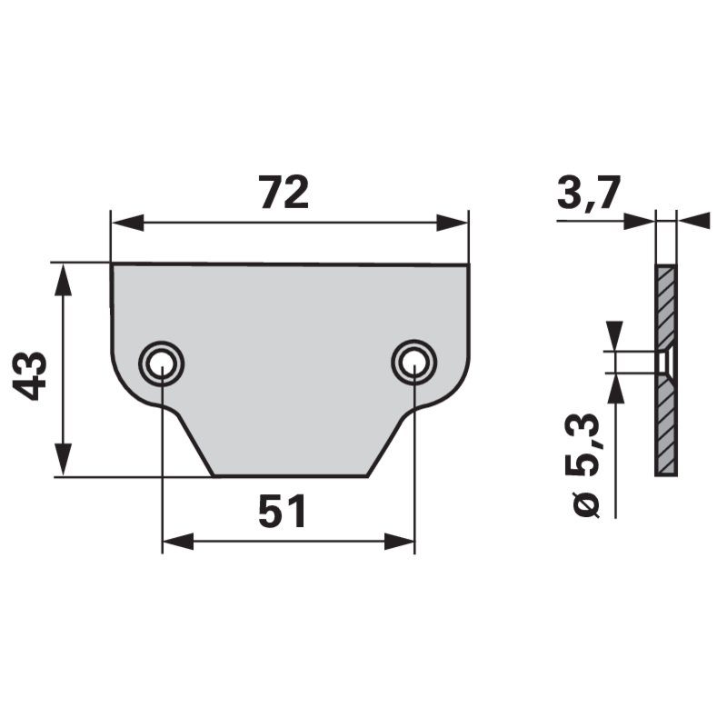 Reinigungsplatte L 72 x B 43 x S 3,7 mm anstelle von Aebi AM8731