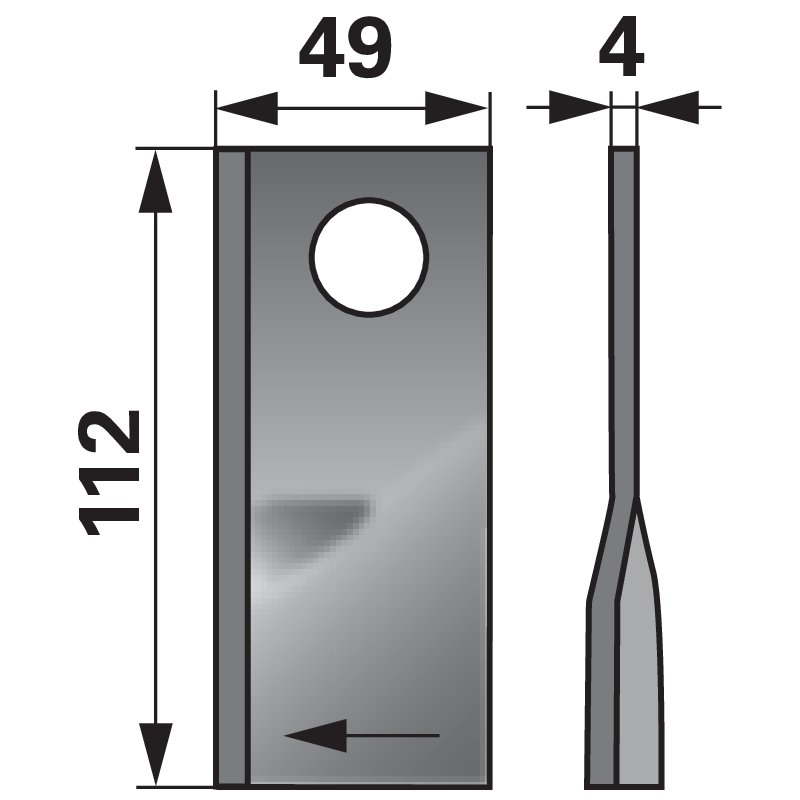 Kreiselmäherklingen rechts 112x49x4